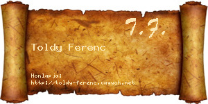 Toldy Ferenc névjegykártya